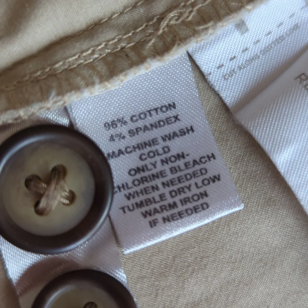 Ann Taylor Loft Khaki Safari Button Tab Sleeve Collared Dress SP Tan Pockets - Picture 10 of 16